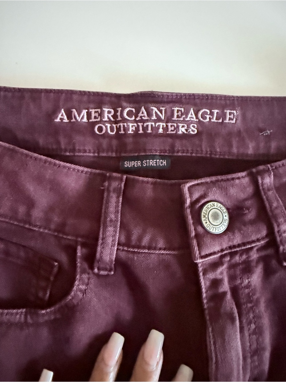 One of a kind American Eagle Outfitters Maroon Super Stretch Shorts